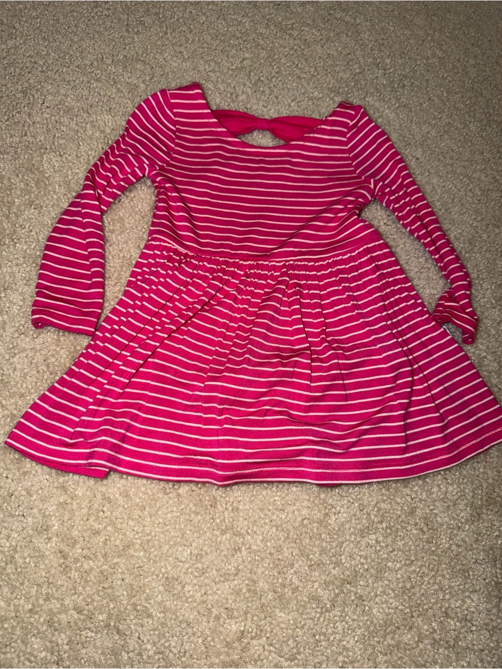 Little Sleepies Pink & White Striped Long Sleeve Dress